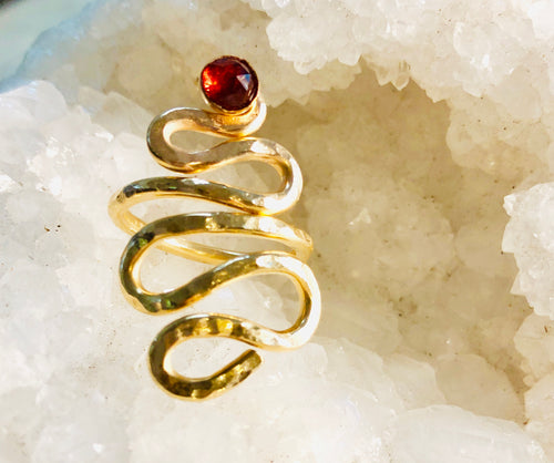 Single Garnet Stone Wrap Ring