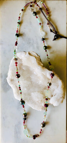 Rubies, Aquamarine, Peruvian Opal Necklace, and 7 Tahitian Pearls Neckalce