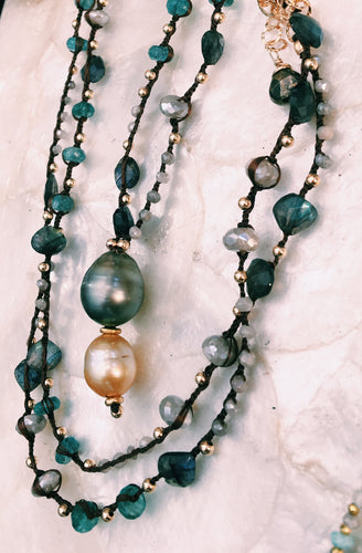 Double Drop Tahitian Pearl & Golden South Sea Pearl Necklace